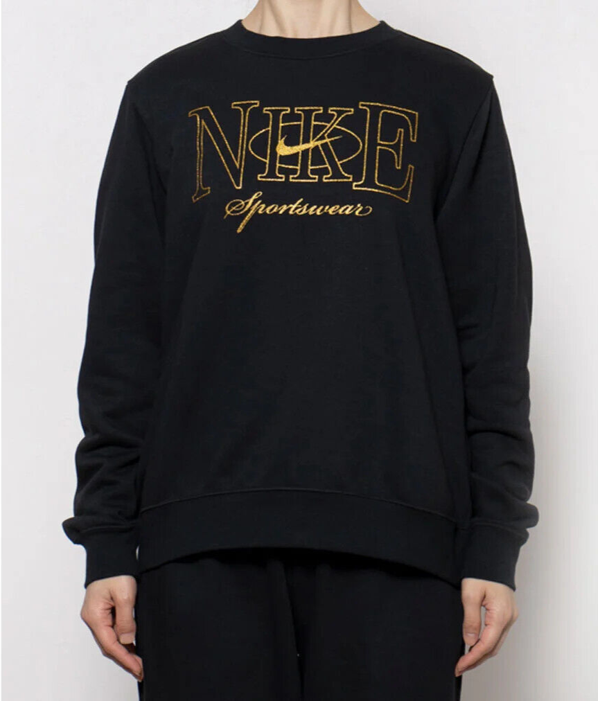 nike women's black gold necklace crew sweatshirt